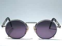 Nouveau Jean Paul Gaultier 56 8171 Cadre rond Gun Metal Silver Matte des années 1990 Japon
