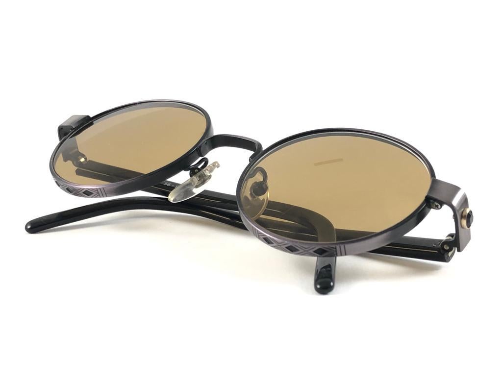 New Jean Paul Gaultier 56 9274  Round Space Grey & Brown Lenses 1990's Japan For Sale 8