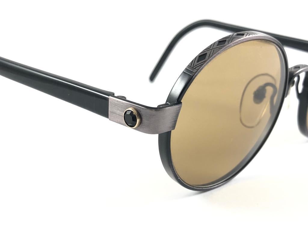New Jean Paul Gaultier 56 9274  Round Space Grey & Brown Lenses 1990's Japan For Sale 1
