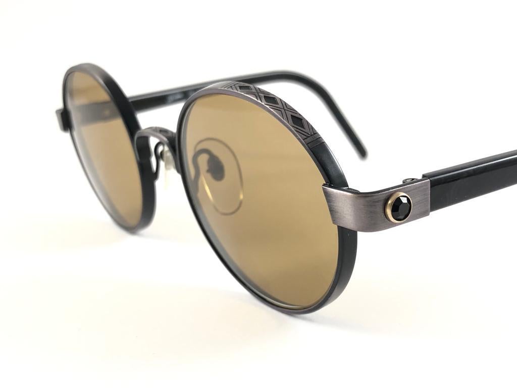 New Jean Paul Gaultier 56 9274  Round Space Grey & Brown Lenses 1990's Japan For Sale 2