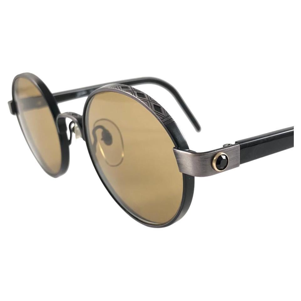 New Jean Paul Gaultier 56 9274  Round Space Grey & Brown Lenses 1990's Japan For Sale