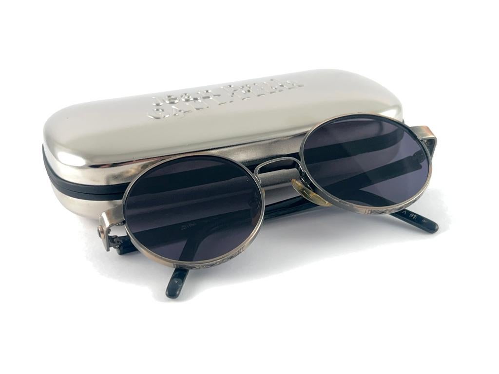 New Jean Paul Gaultier 56 9274  Round Space Grey & Grey Lenses 1990's Japan For Sale 9