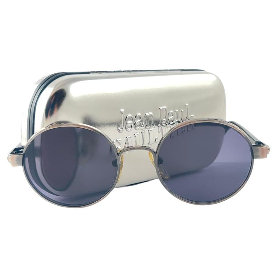 New Jean Paul Gaultier 56 9274  Round Space Grey & Grey Lenses 1990's Japan For Sale