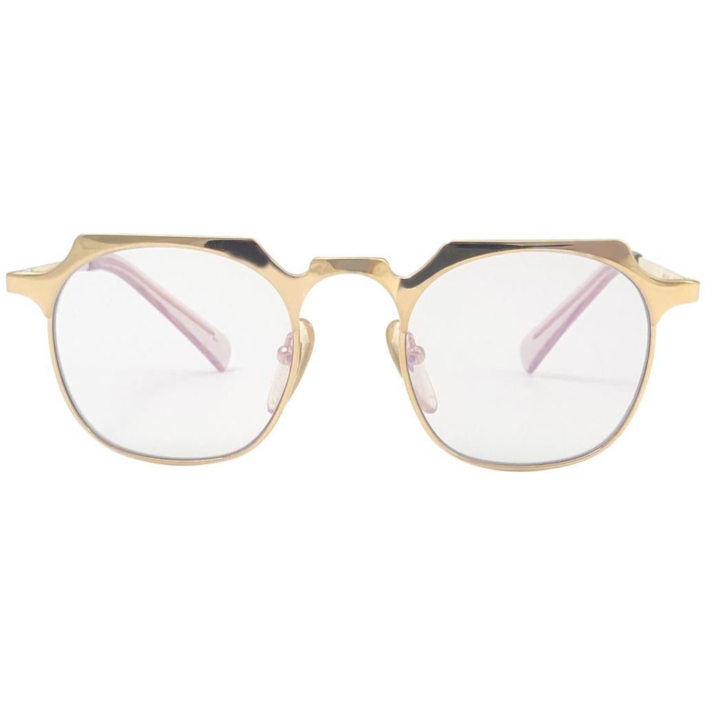 New Jean Paul Gaultier 57 0171 Gold Flat Lens Sunglasses 1990
s Made in Japan