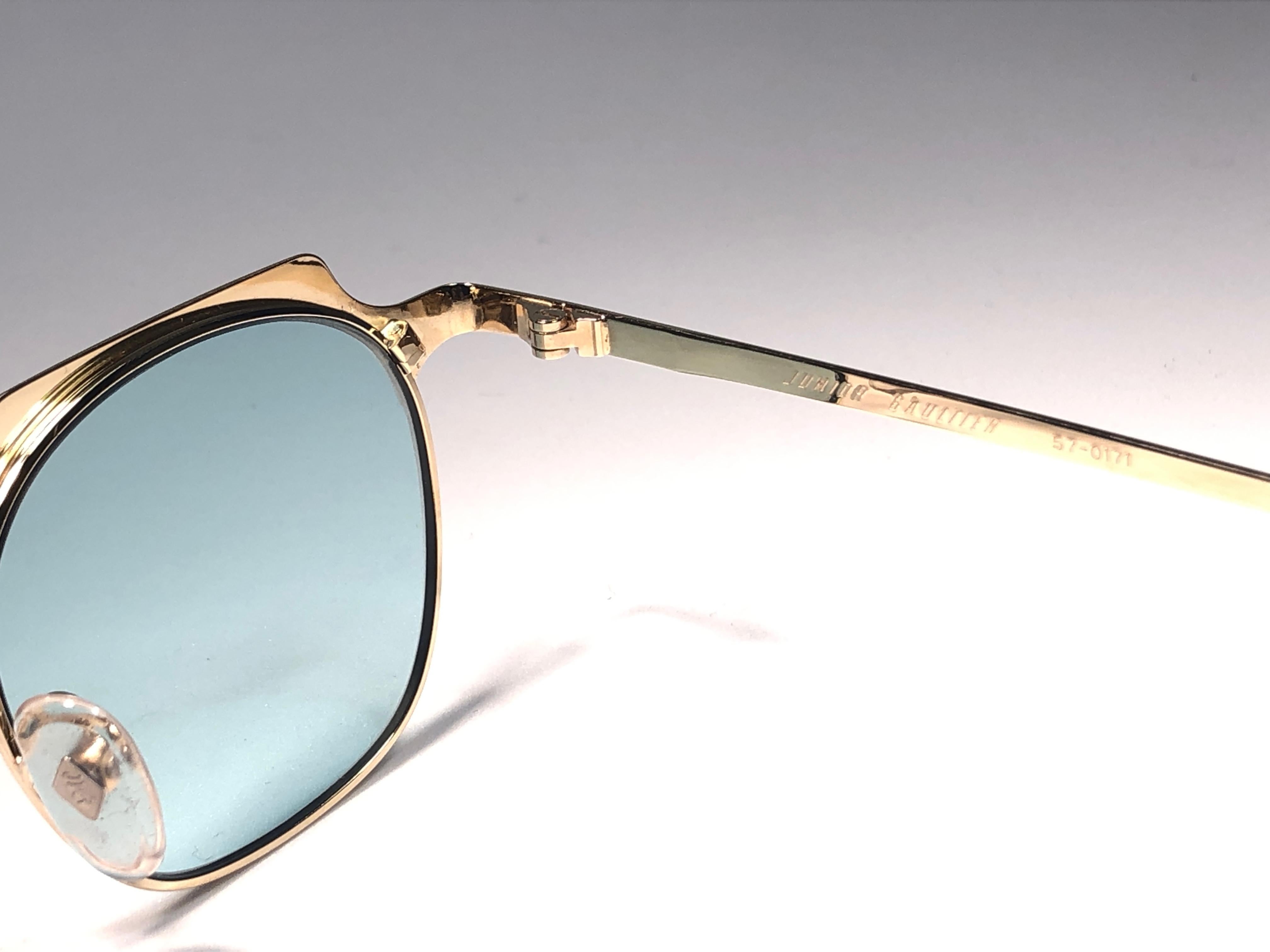 New Jean Paul Gaultier 57 0171 Oval Gold Sunglasses 1990's Made in Japan  1