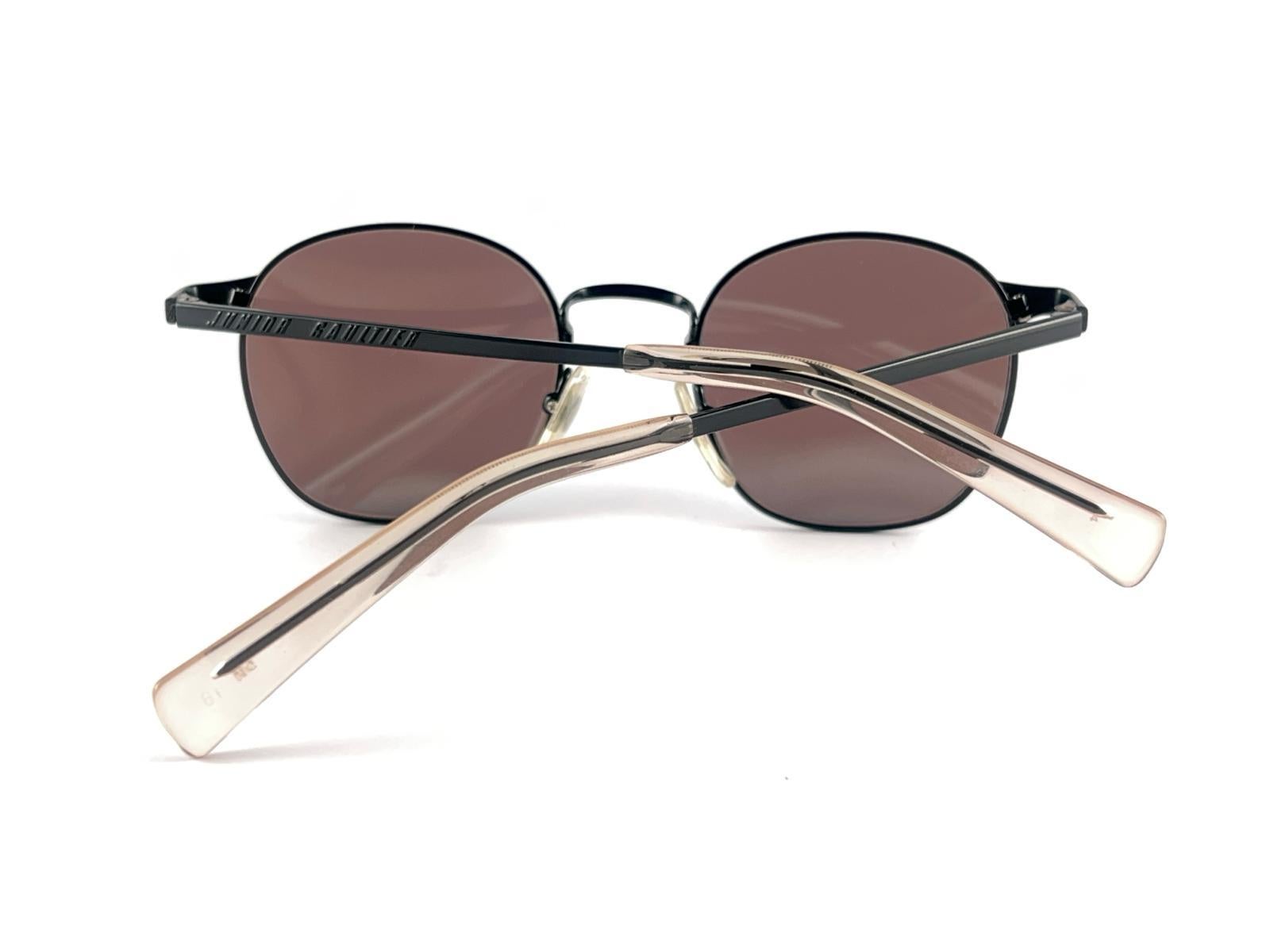 New Jean Paul Gaultier 57 0172 Oval Black Sunglasses 1990's Made in Japan  en vente 8