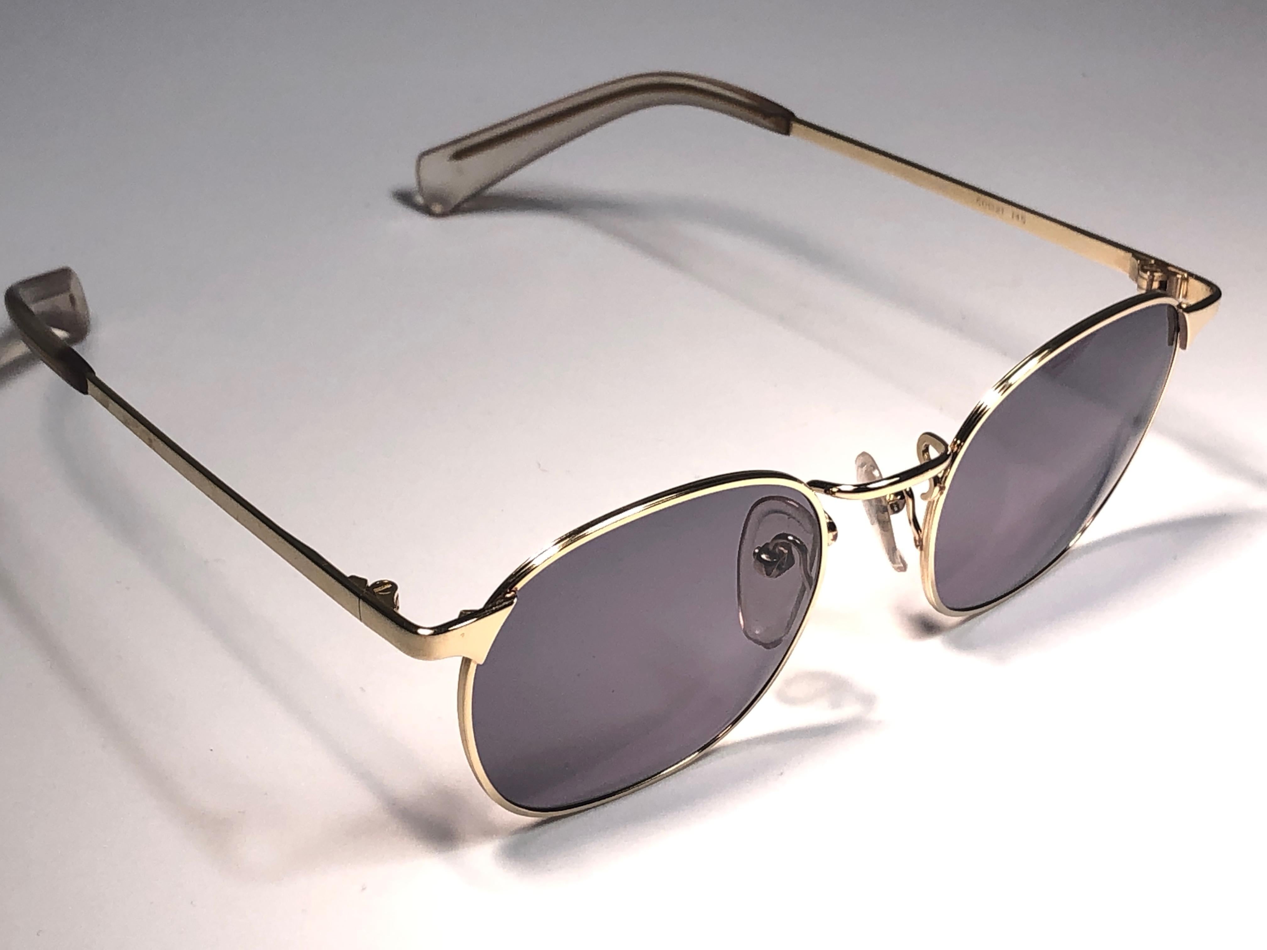 Silver New Jean Paul Gaultier 57 0172 Oval Gold Sunglasses 1990's Made in Japan  For Sale