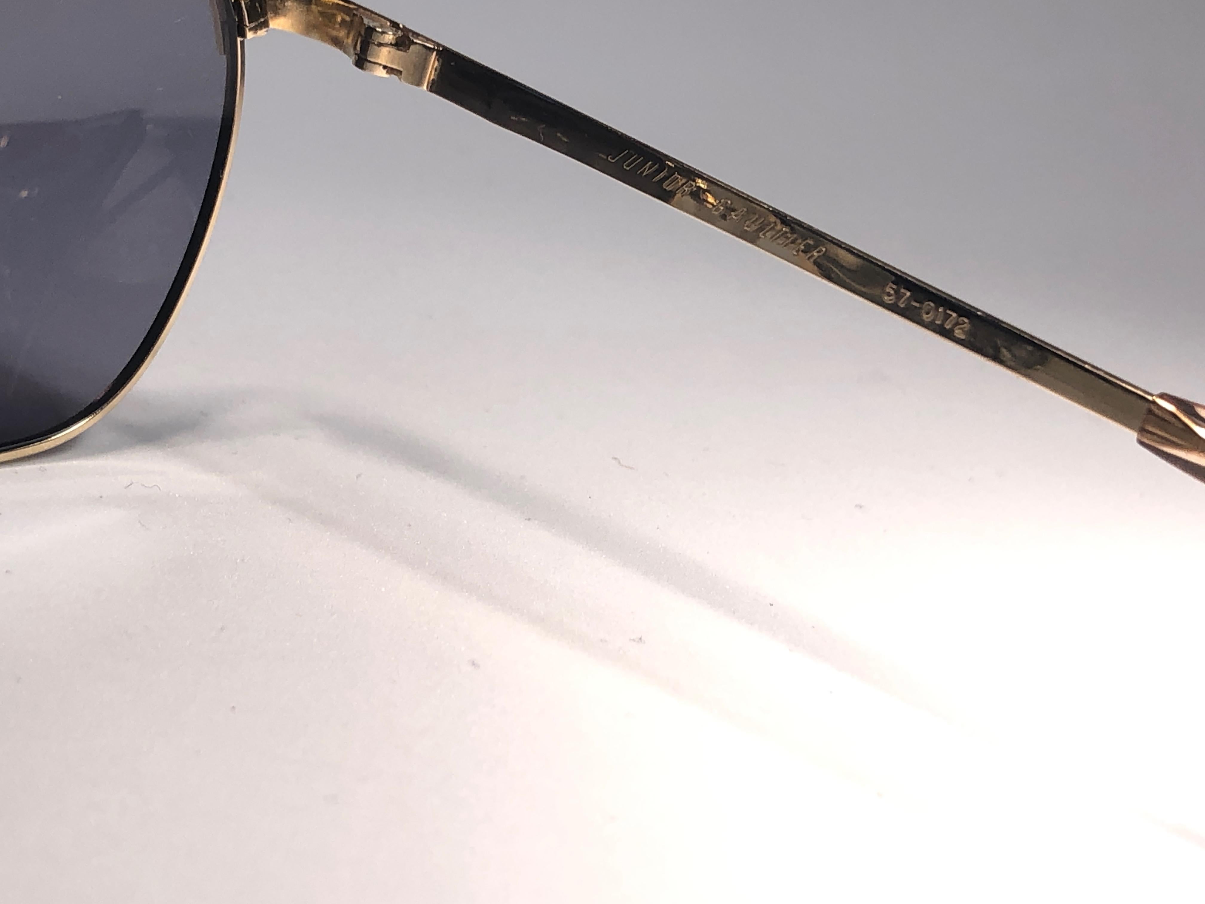 Women's or Men's New Jean Paul Gaultier 57 0172 Oval Gold Sunglasses 1990's Made in Japan  For Sale
