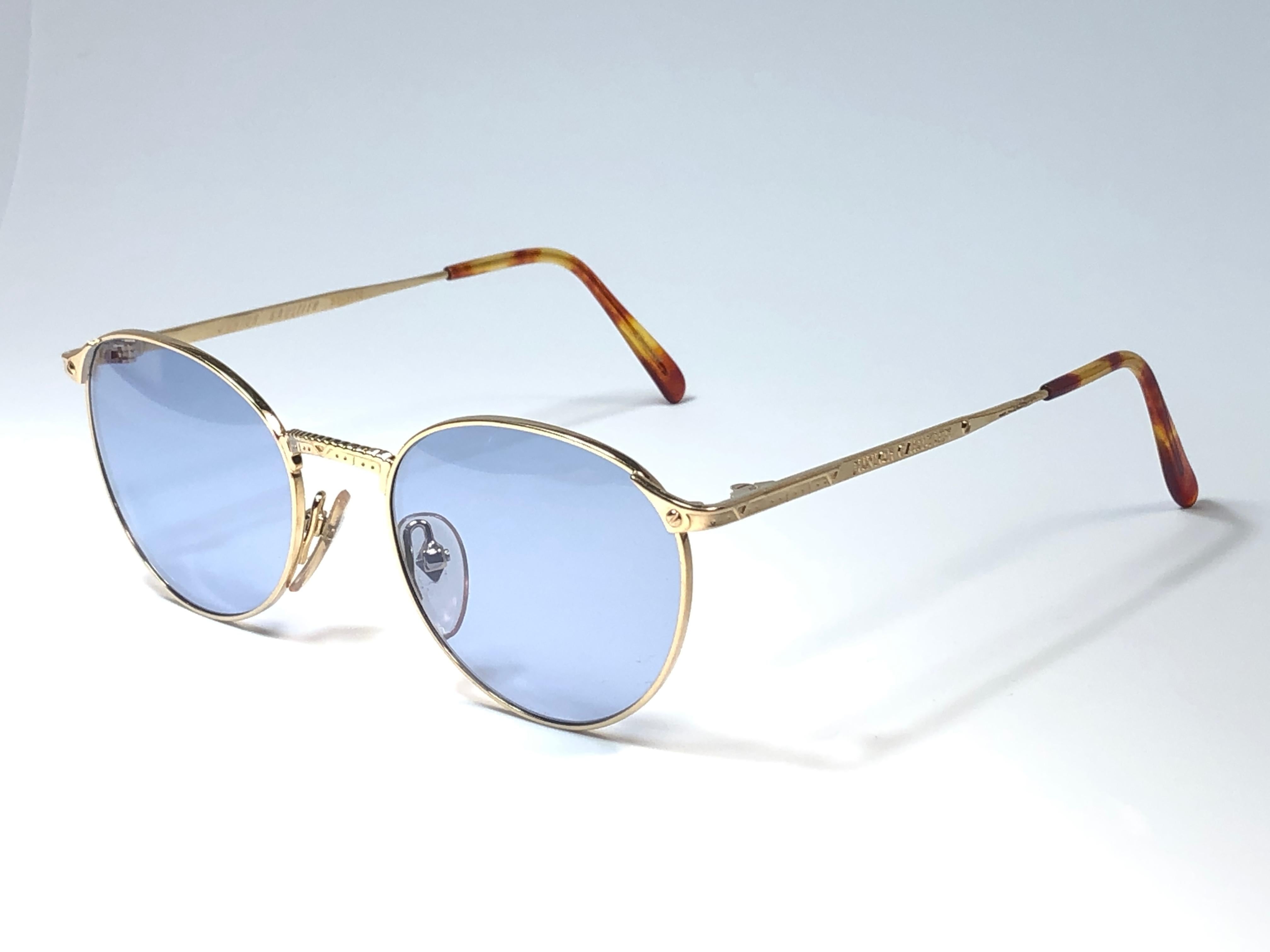 Blue New Jean Paul Gaultier 57 3172 Gold Sunglasses 1990's Japan 