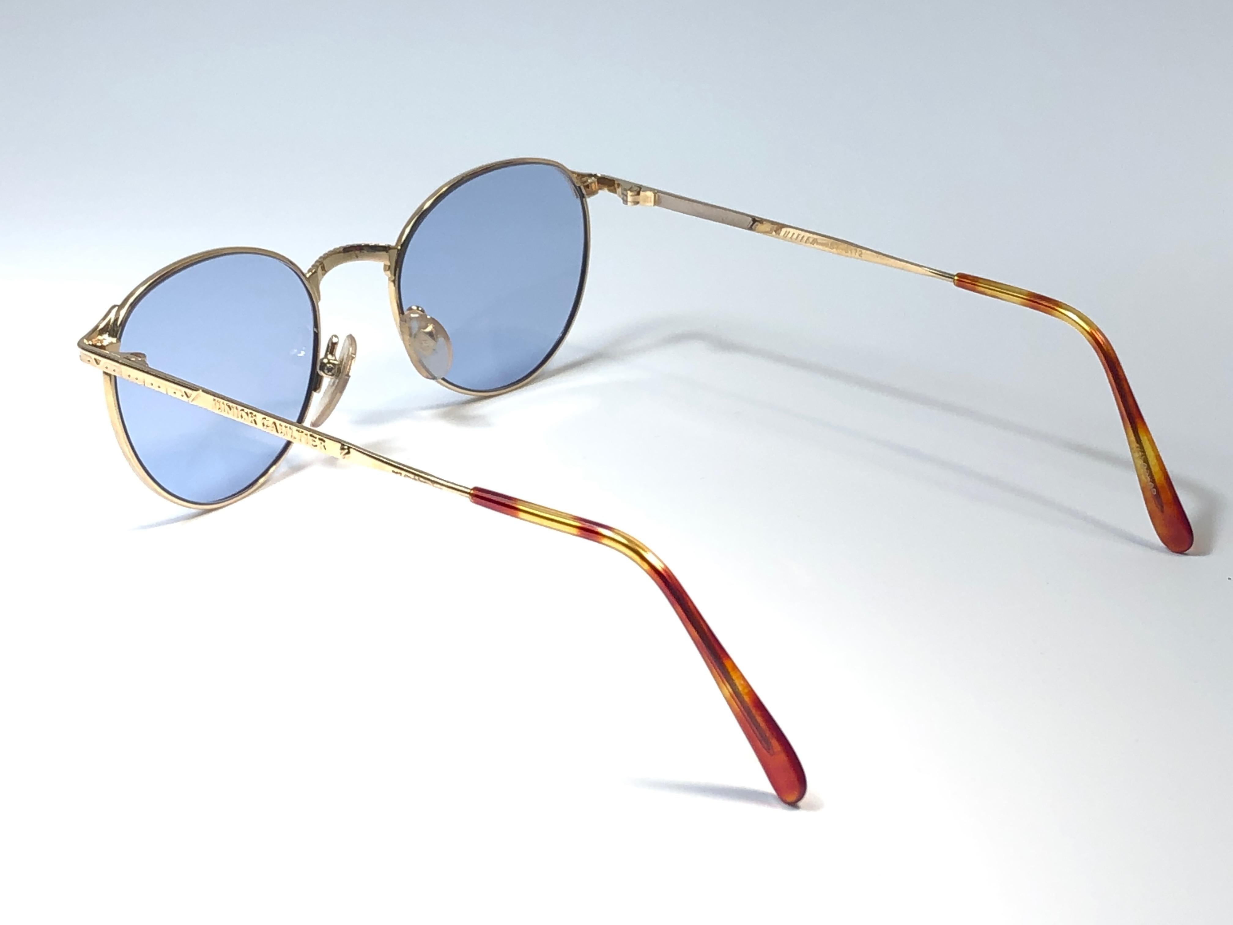 Women's or Men's New Jean Paul Gaultier 57 3172 Gold Sunglasses 1990's Japan 