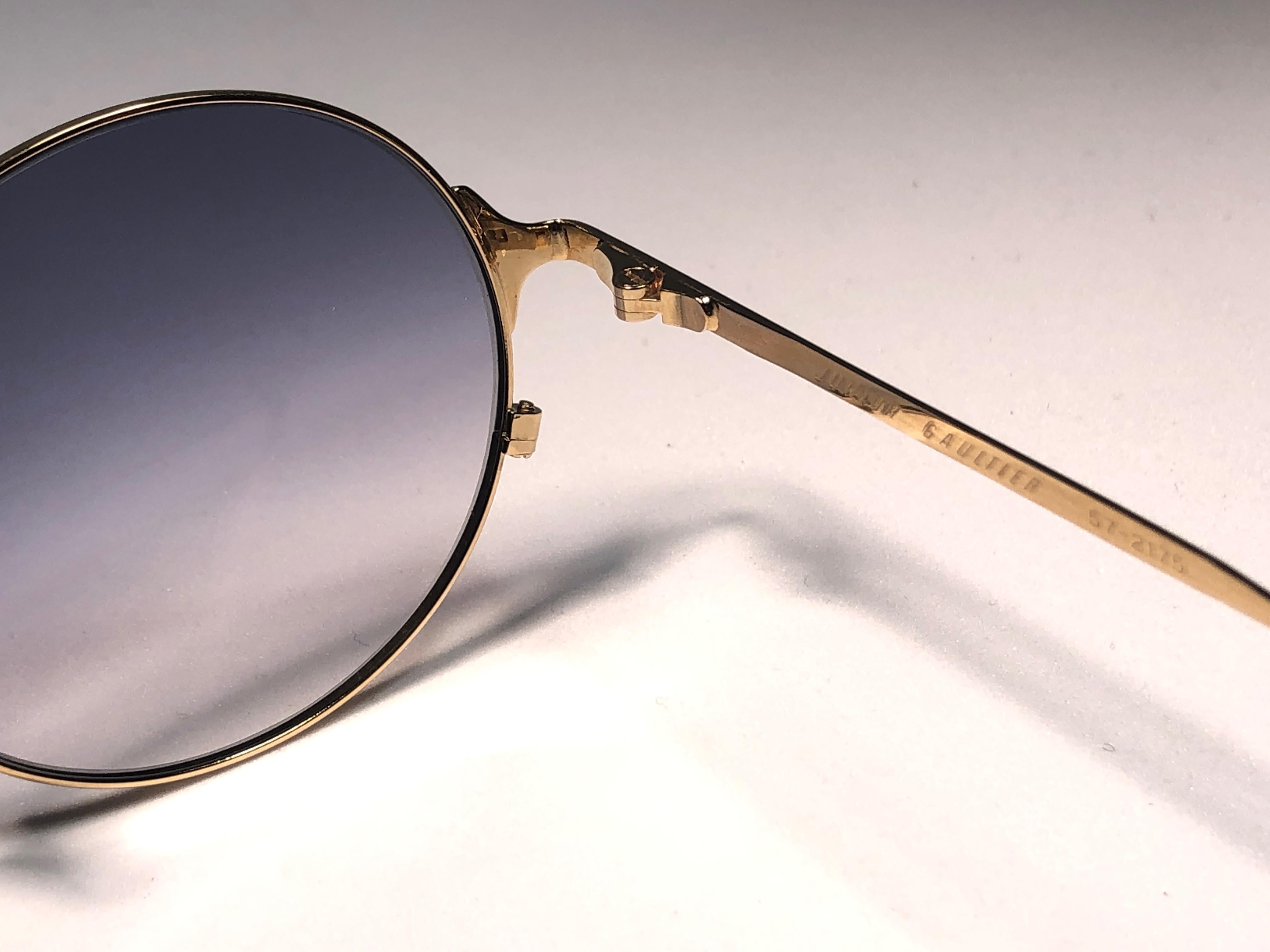 Women's or Men's New Jean Paul Gaultier 57 2175 Oval Gold Sunglasses 1990's Made in Japan 