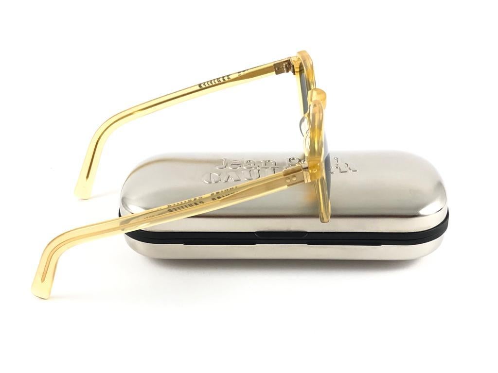 New Jean Paul Gaultier 58 0071 Translucent Yellow Keyhole 90's Japan Sunglasses For Sale 6