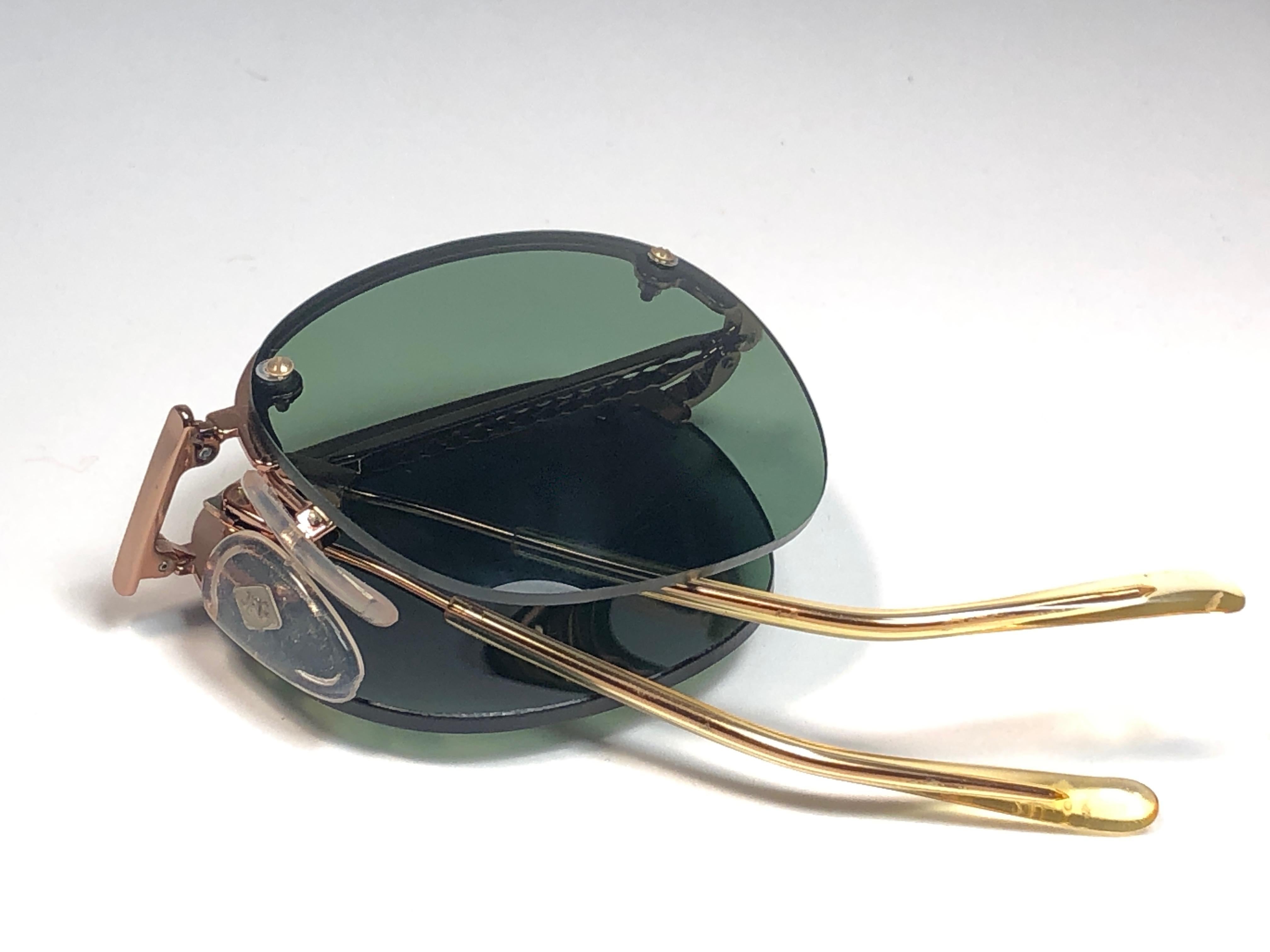 New Jean Paul Gaultier 58 0171 Half Frame RoseGold Folding Sunglasses 1990Japan  In New Condition For Sale In Baleares, Baleares
