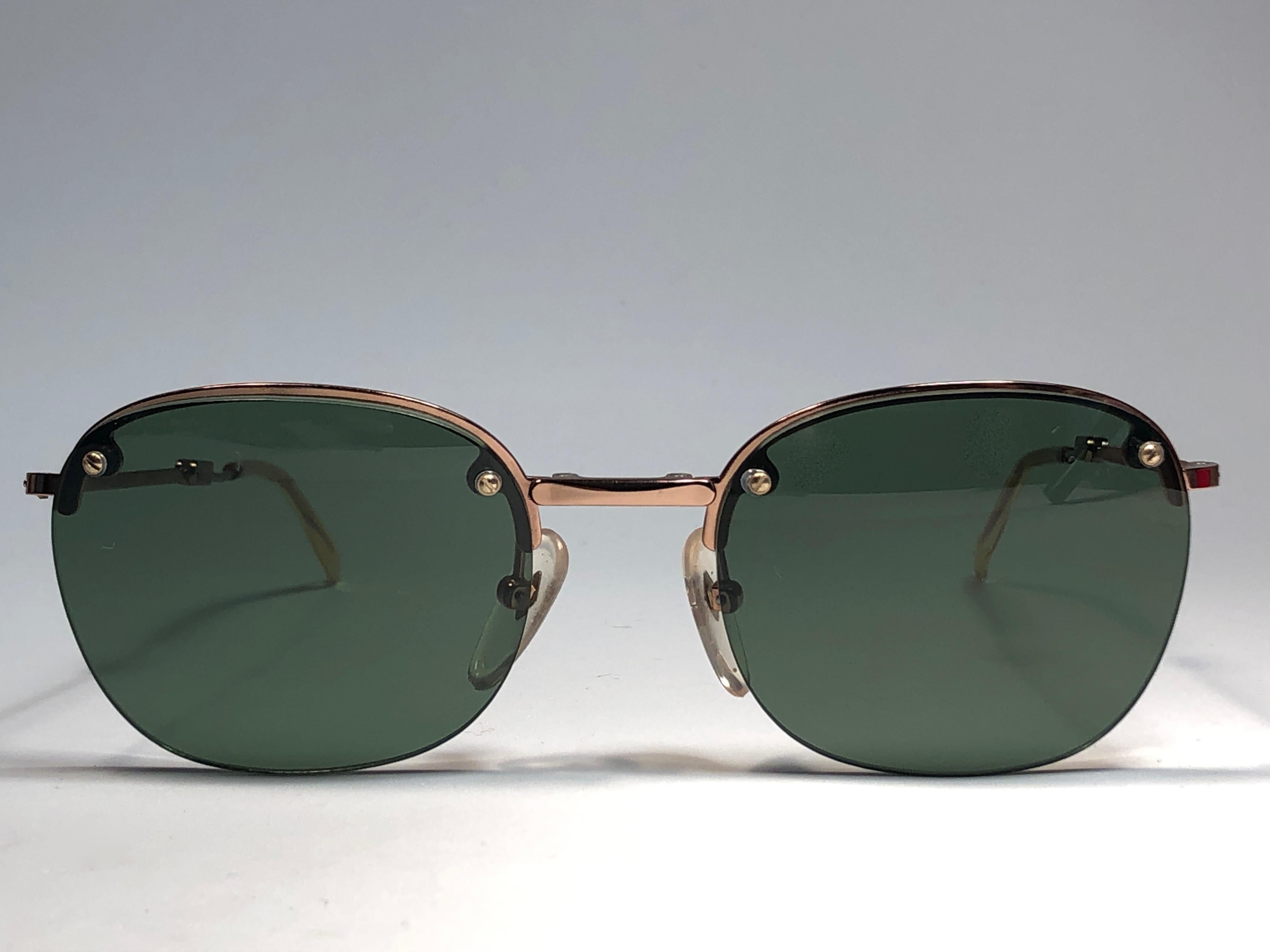 Nouveau Jean Paul Gaultier 58 0171 Half Frame RoseGold Folding Sunglasses 1990Japan en vente 3