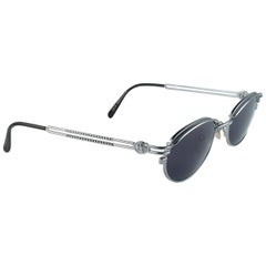 New Jean Paul Gaultier 58 6104 Silver Oval Grey Lenses JPG 1990
s Japan