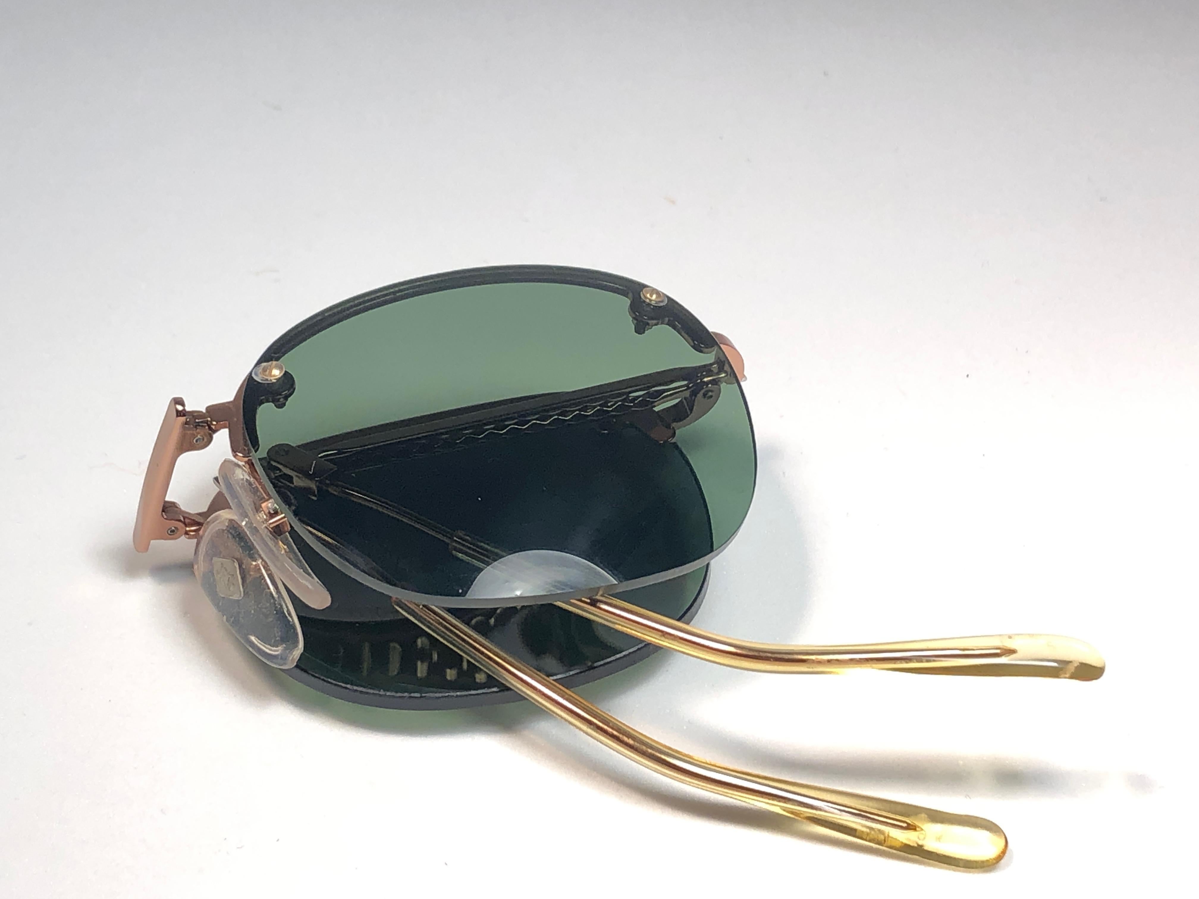 New Jean Paul Gaultier 58 0171 Half Frame RoseGold Folding Sunglasses 1990Japan  In New Condition In Baleares, Baleares