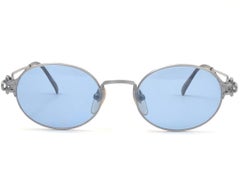 New Jean Paul Gaultier JPG 55 6112 Oval Silver Sunglasses 1990's Made in Japan