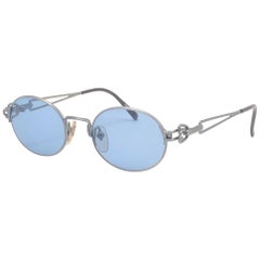 Vintage New Jean Paul Gaultier JPG 55 6112 Oval Silver Sunglasses 1990's Made in Japan 