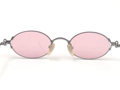 New Jean Paul Gaultier JPG 55-7109 Oval Silver Sunglasses 1990's Made in Japan