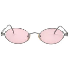 New Jean Paul Gaultier JPG 55-7109 Oval Silver Sunglasses 1990's Made in Japan