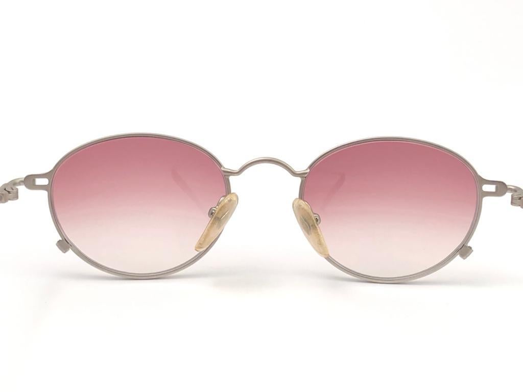 Women's or Men's New Jean Paul Gaultier JPG 55-9171 Oval Silver Sunglasses 1990's Made in Japan 