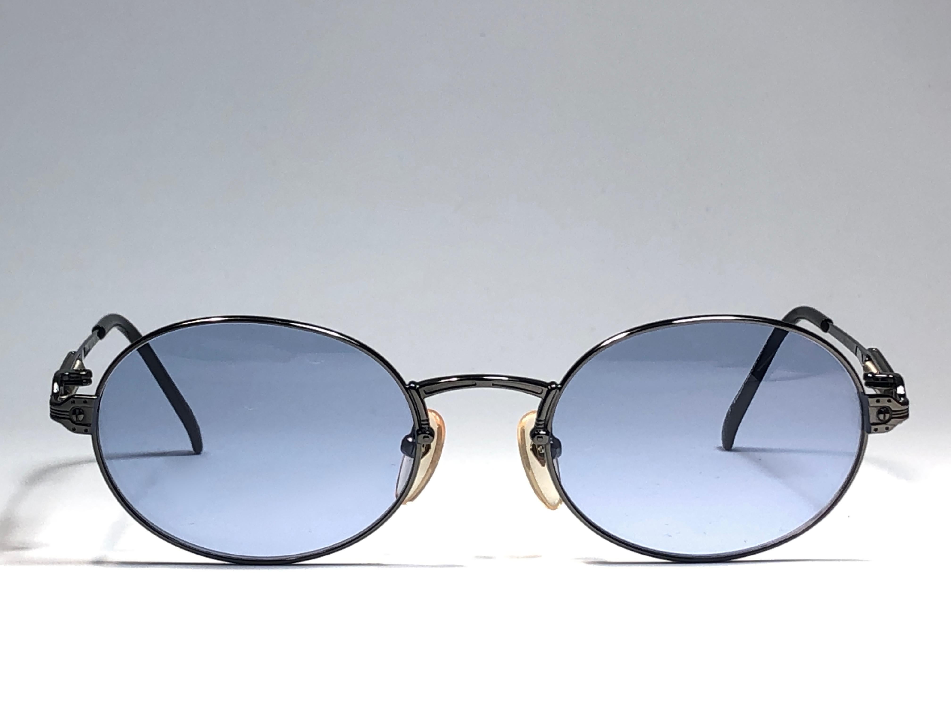New Jean Paul Gaultier Junior 55  5104 Black Oval Sunglasses 1990 Made in Japan  1