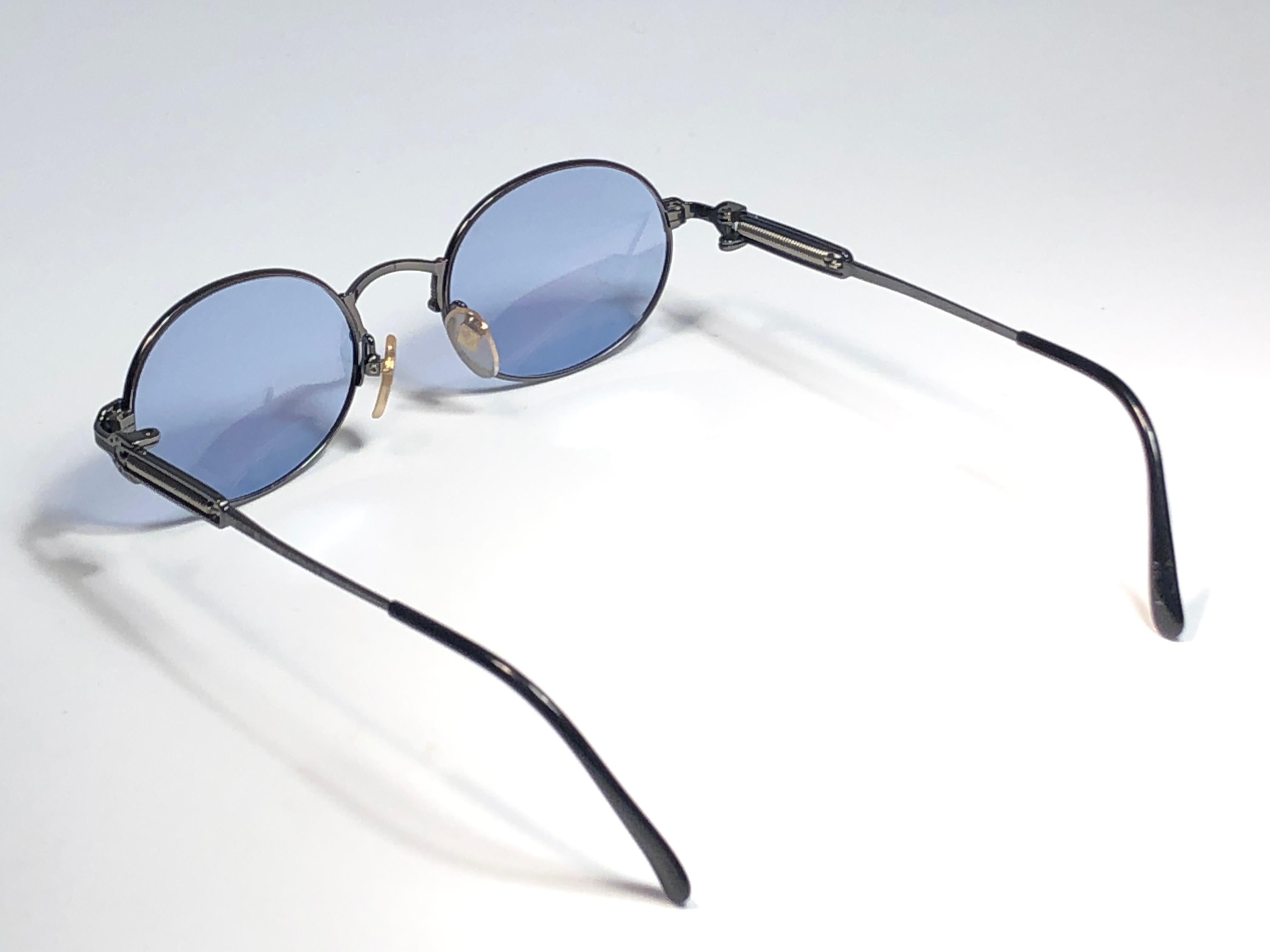 New Jean Paul Gaultier Junior 55  5104 Black Oval Sunglasses 1990 Made in Japan  2