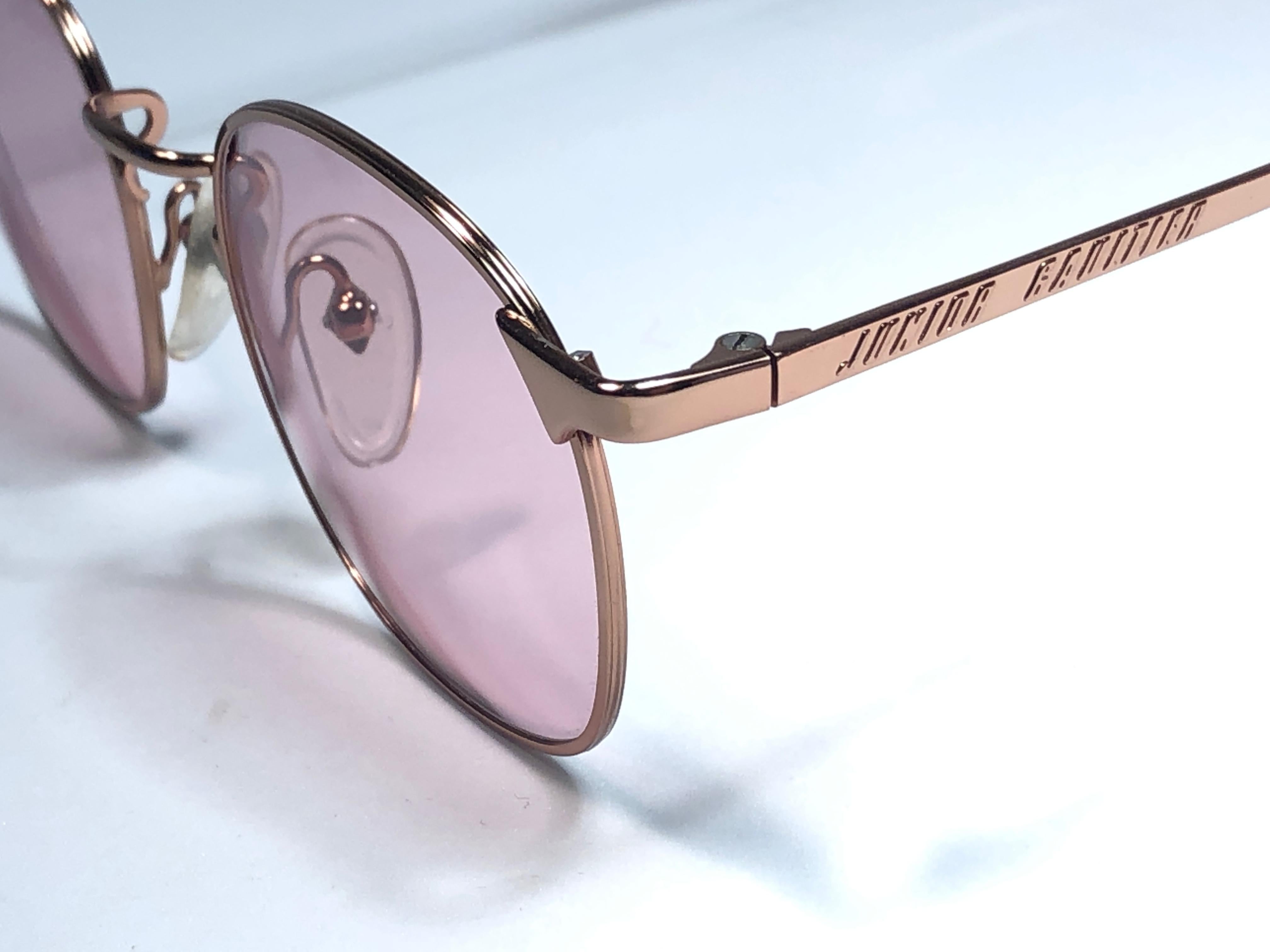 Women's or Men's New Jean Paul Gaultier Junior 57 0172 Rose Gold Sunglasses 1990 Made in Japan  For Sale