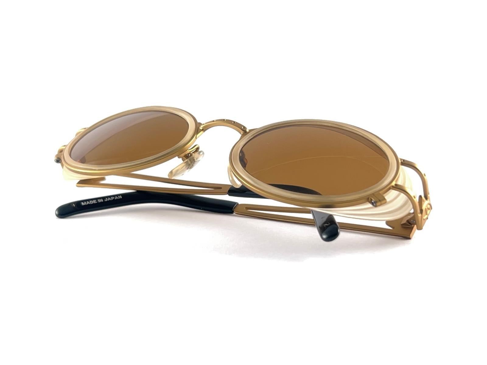 New Jean Paul Gaultier Metallic Gold 58 6202 Oval Sunglasses 90'S Made In Japan For Sale 10