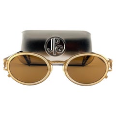 New Jean Paul Gaultier Jeans Metallic Gold 58 6202 Oval Sunglasses 90'S Made In Japan