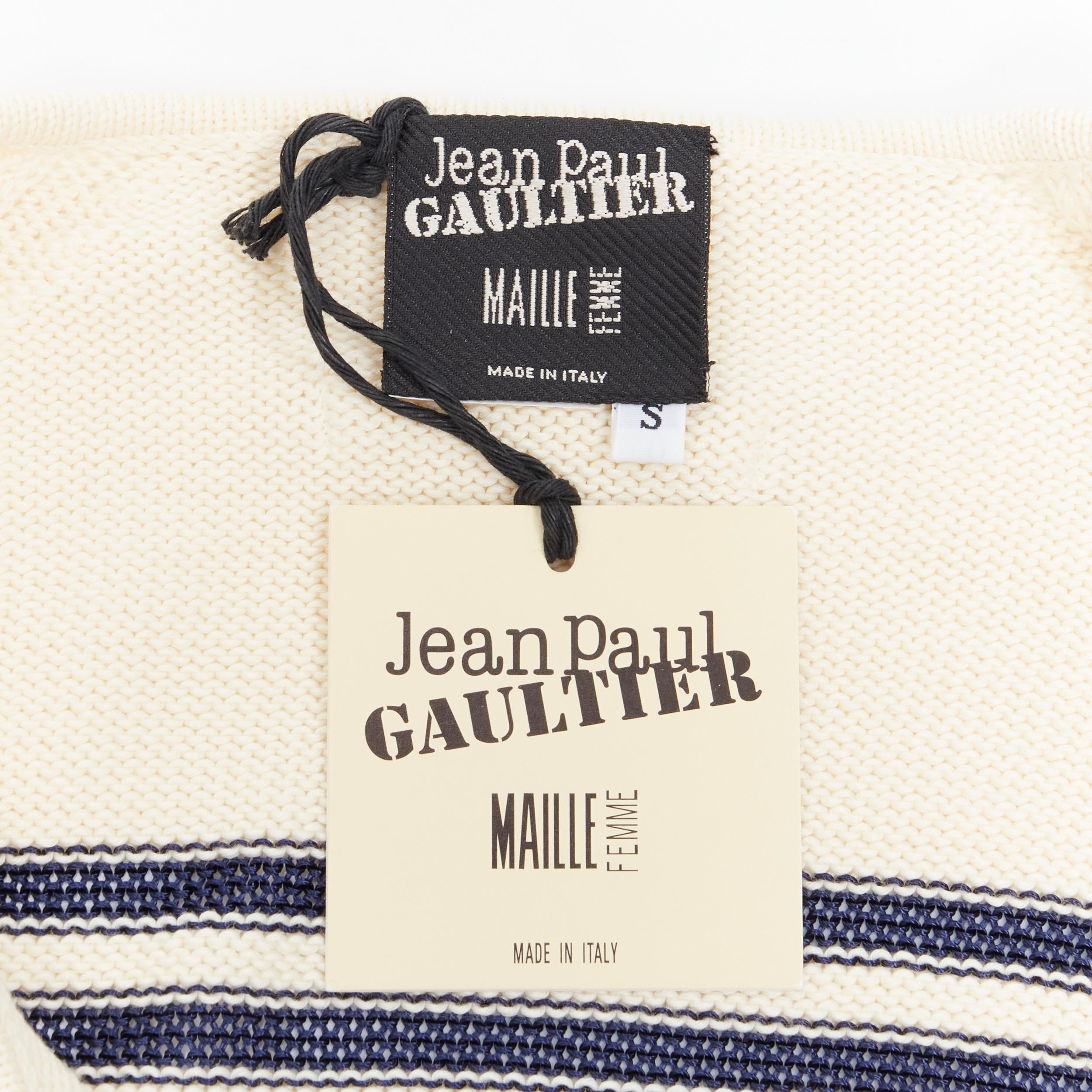 new JEAN PAUL GAULTIER vintage Cyber Baba optical stripe sailor sweater S For Sale 4