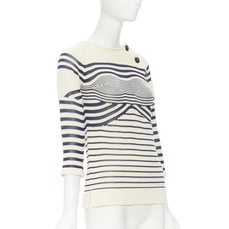new JEAN PAUL GAULTIER vintage Cyber Baba optical stripe sailor sweater S  For Sale at 1stDibs | babba sweaters