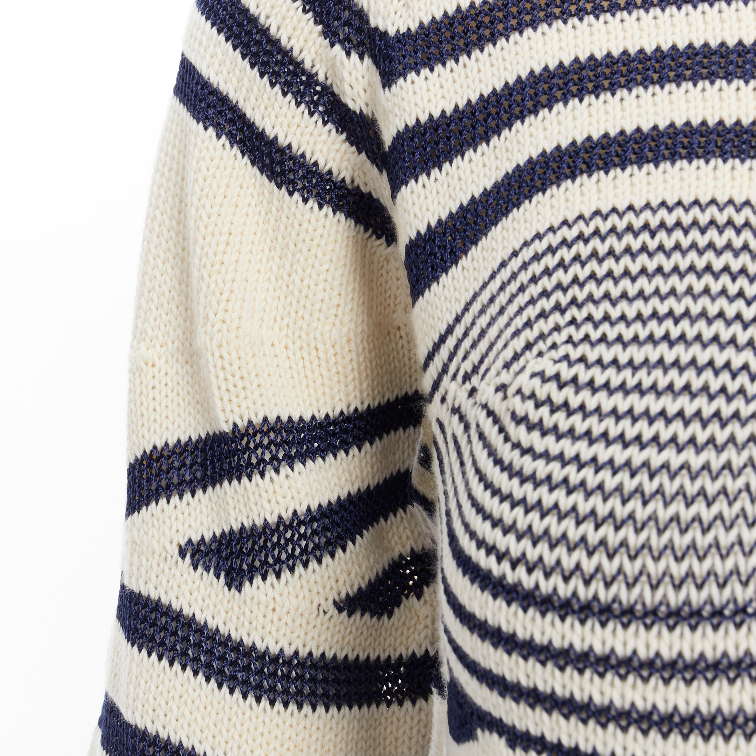 Women's new JEAN PAUL GAULTIER vintage Cyber Baba optical stripe sailor sweater S For Sale