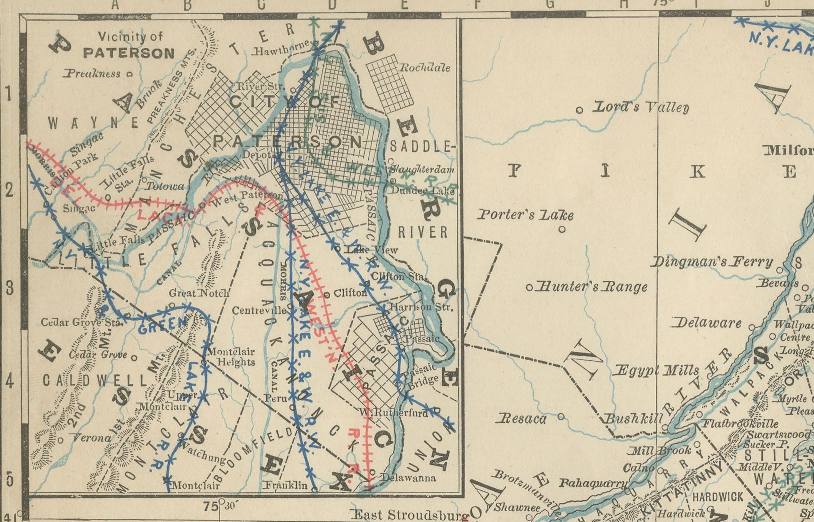 Mapa antiguo de Nueva Jersey - Rand McNally, circa 1888

Este mapa antiguo de Nueva Jersey fue publicado por Rand, McNally & Co. hacia 1888. Ofrece un retrato detallado de finales del siglo XIX del Estado Jardín, destacando sus condados, ciudades,