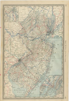 Mapa Antiguo de Nueva Jersey - El Estado Jardín, Ferrocarriles y Condados,  c.1888