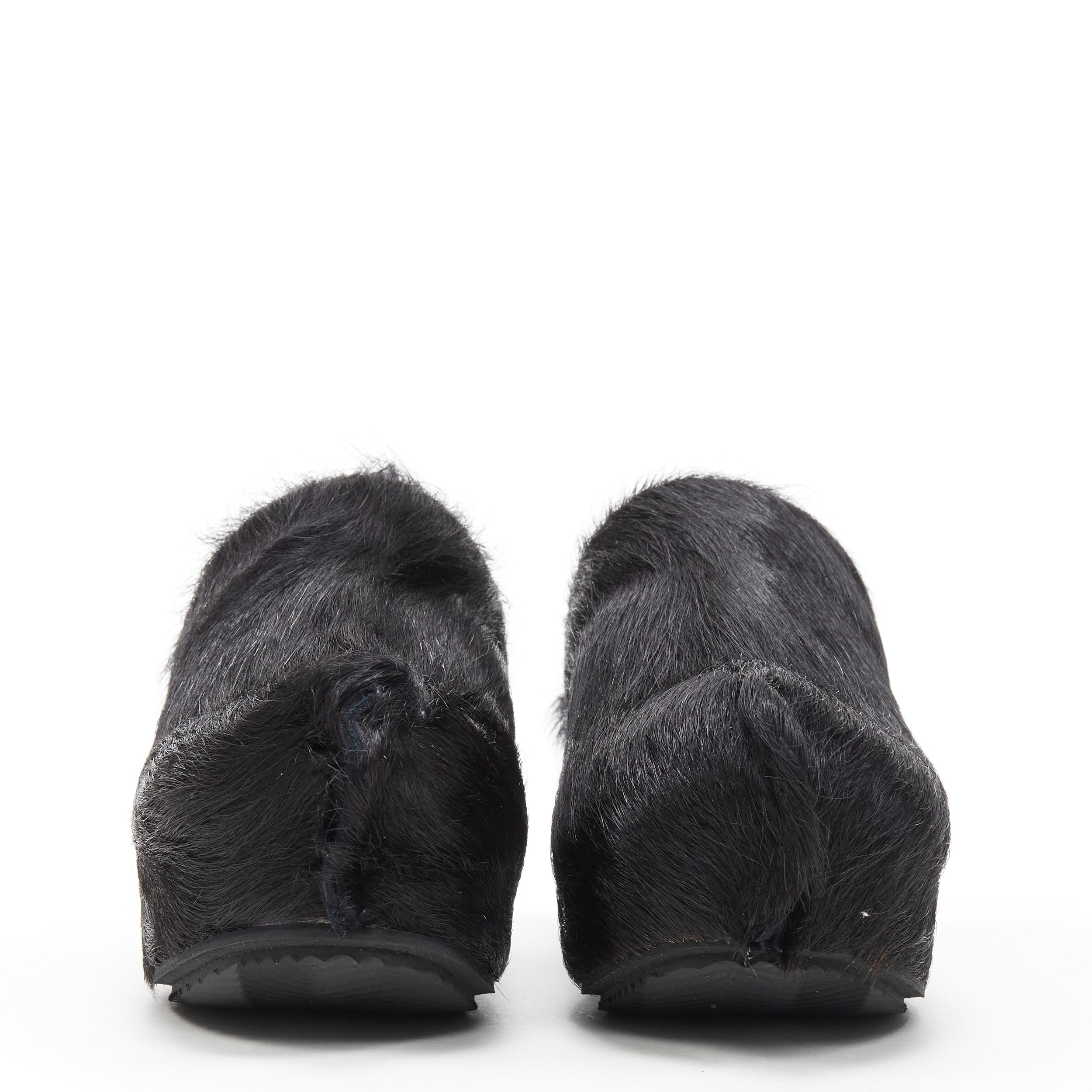 nuevo JIL SANDER 2019 Runway Rare negro ponyhair fur platform clog mule shoes EU37 Negro