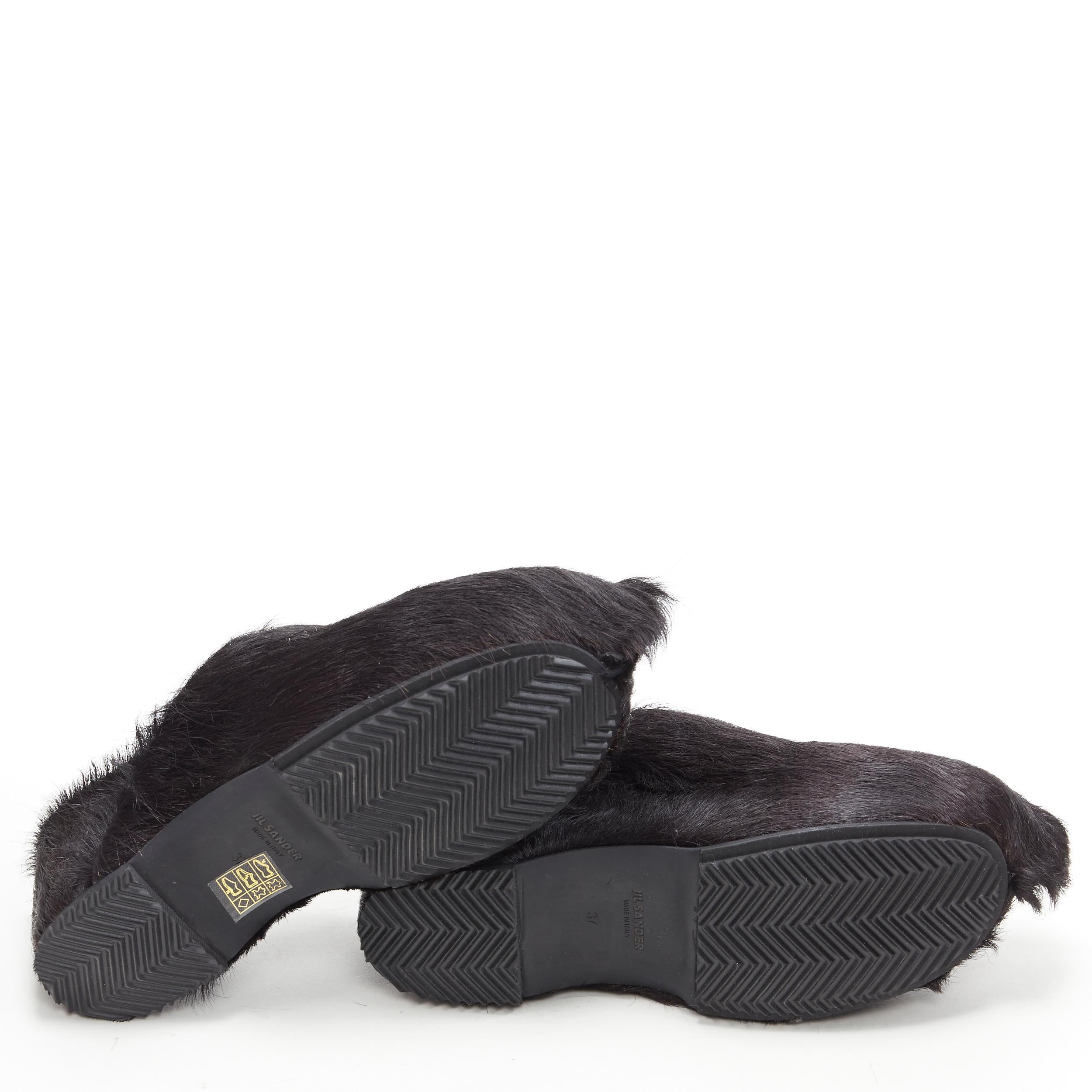 De las mujeres nuevo JIL SANDER 2019 Runway Rare negro ponyhair fur platform clog mule shoes EU37