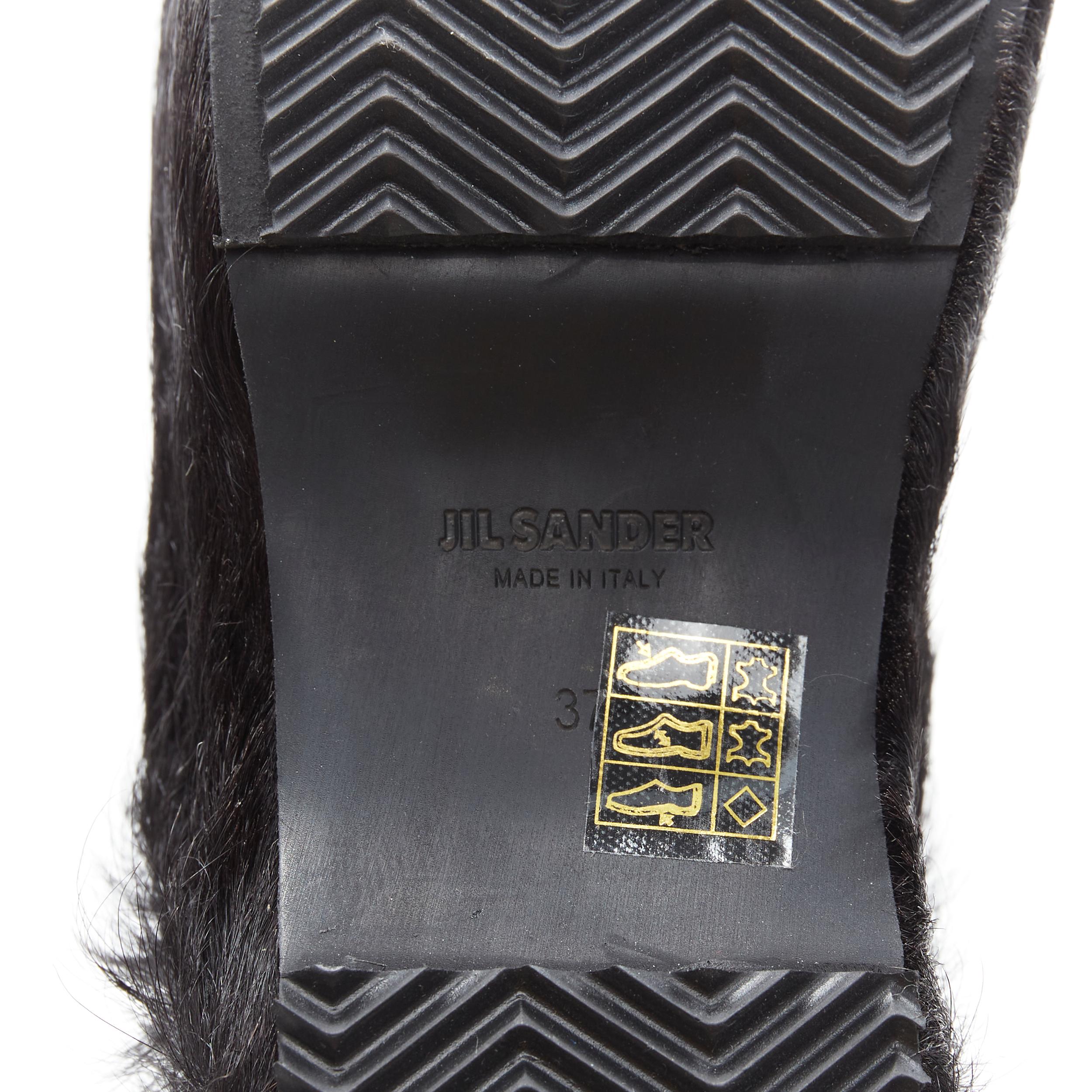 nuevo JIL SANDER 2019 Runway Rare negro ponyhair fur platform clog mule shoes EU37 3