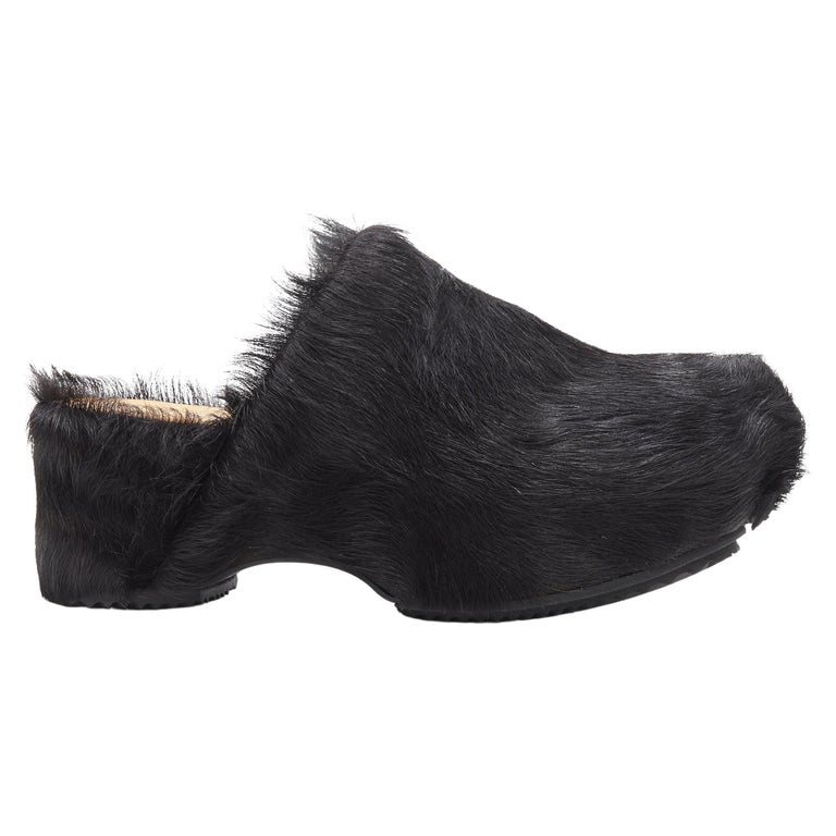 new JIL SANDER 2019 Runway Rare black ponyhair fur platform clog mule shoes  EU37 at 1stDibs