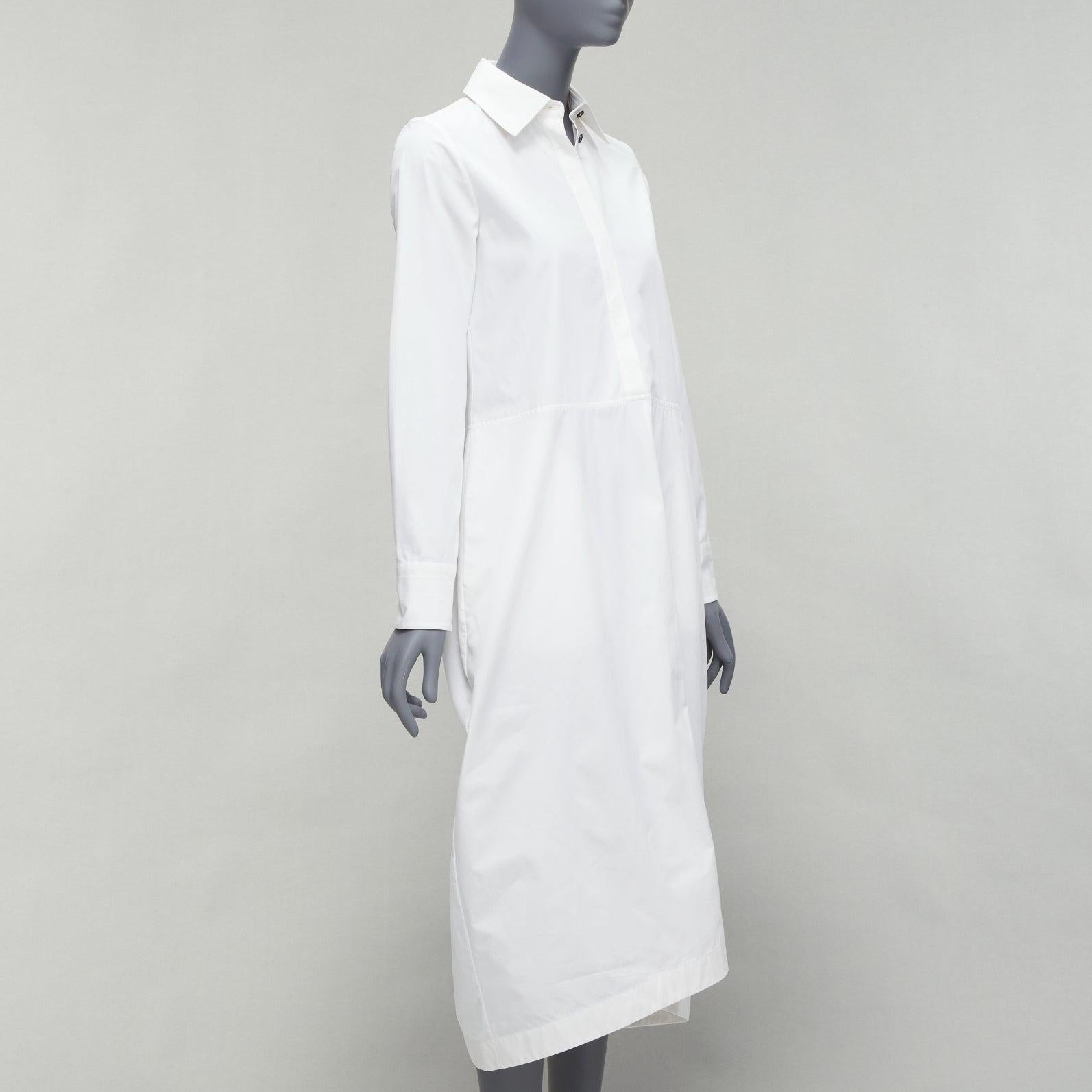Gray new JIL SANDER 2022 white hidden placket minimal boxy shirt dress FR30 XXS For Sale