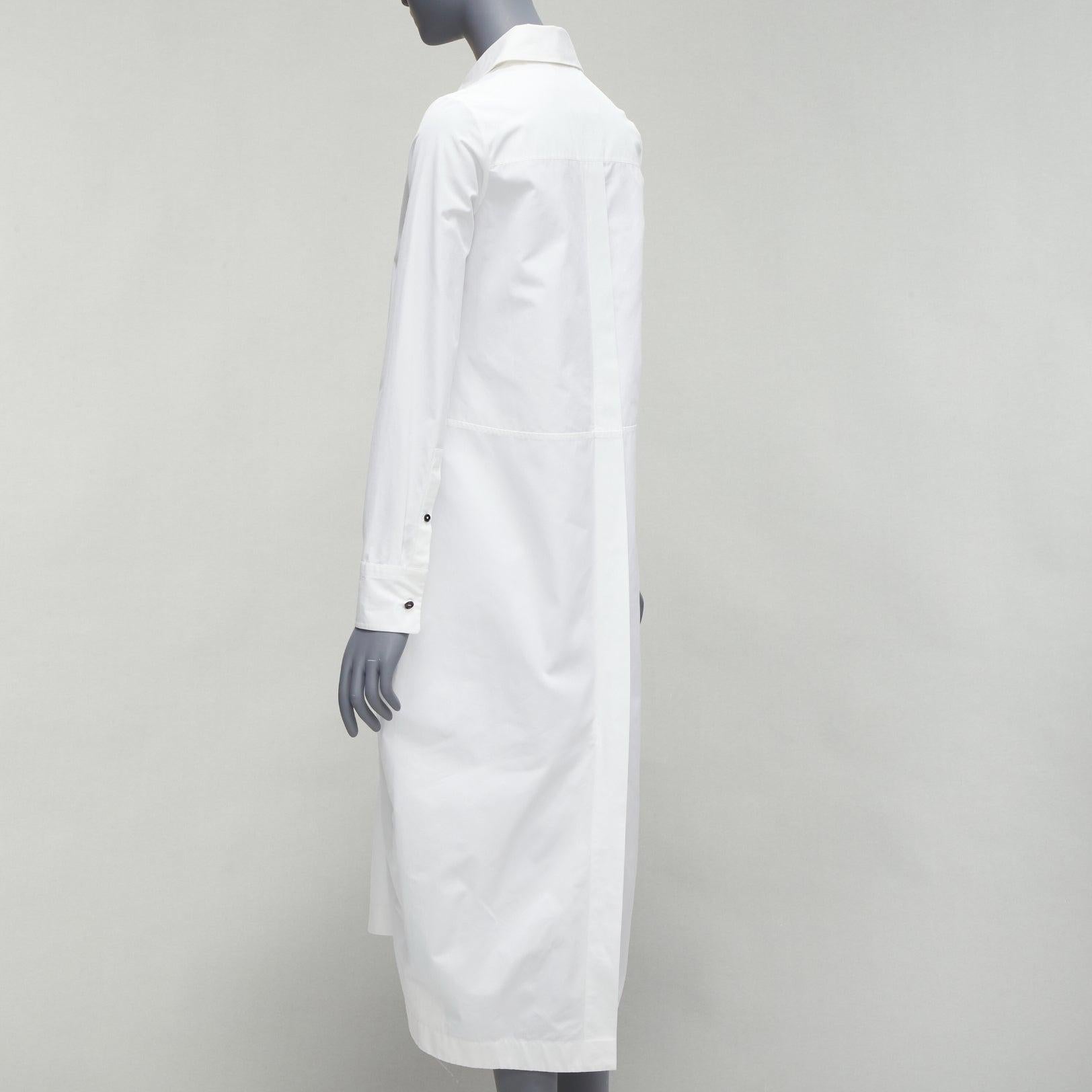 Women's new JIL SANDER 2022 white hidden placket minimal boxy shirt dress FR30 XXS For Sale