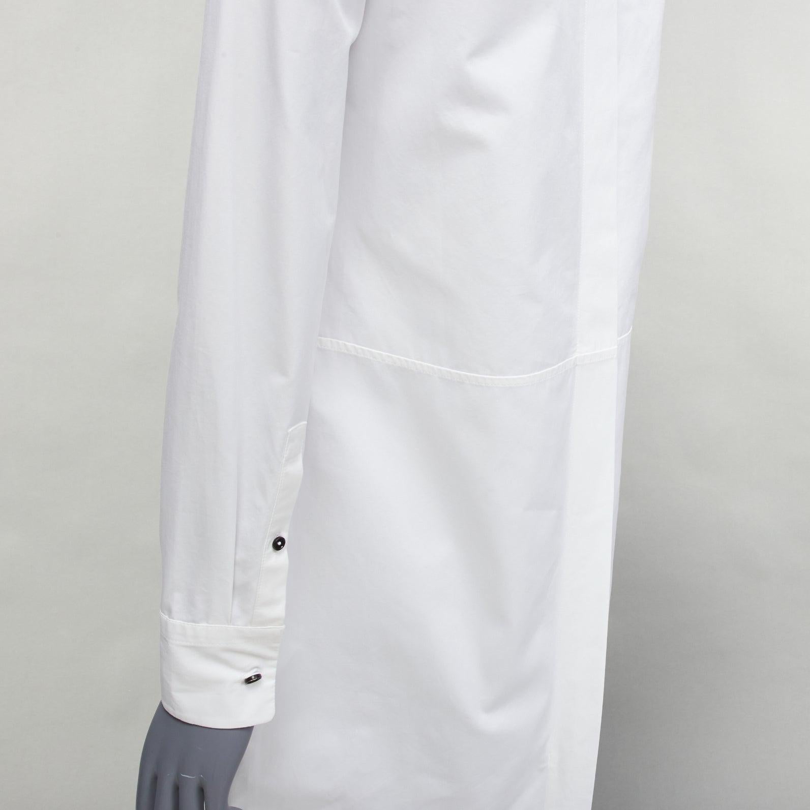 new JIL SANDER 2022 white hidden placket minimal boxy shirt dress FR30 XXS For Sale 1