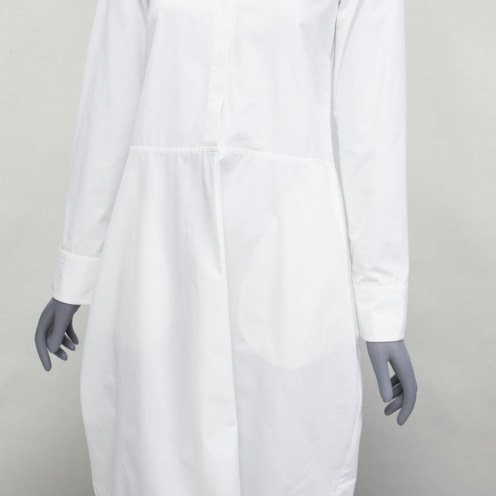 new JIL SANDER 2022 white hidden placket minimal boxy shirt dress FR30 XXS For Sale 2