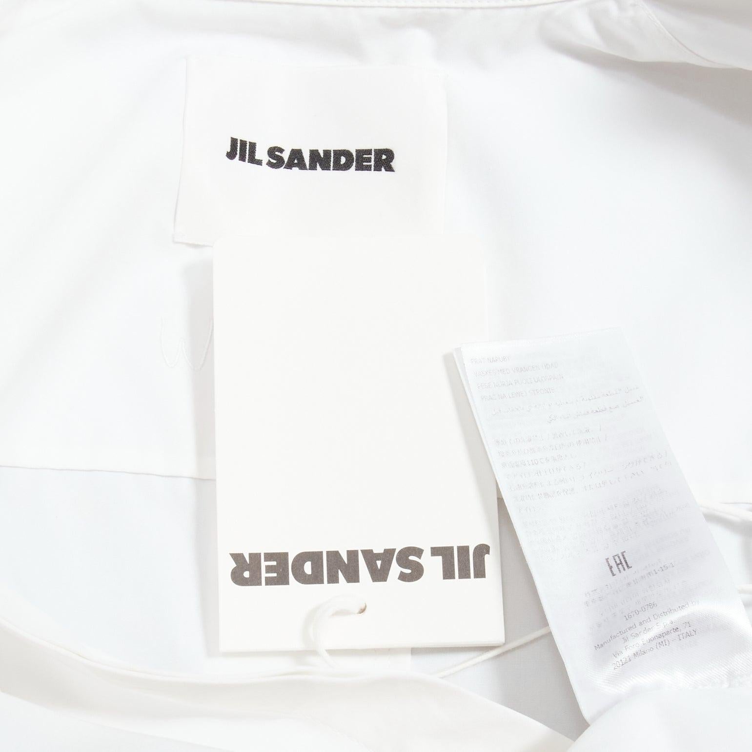 new JIL SANDER 2022 white hidden placket minimal boxy shirt dress FR30 XXS For Sale 3