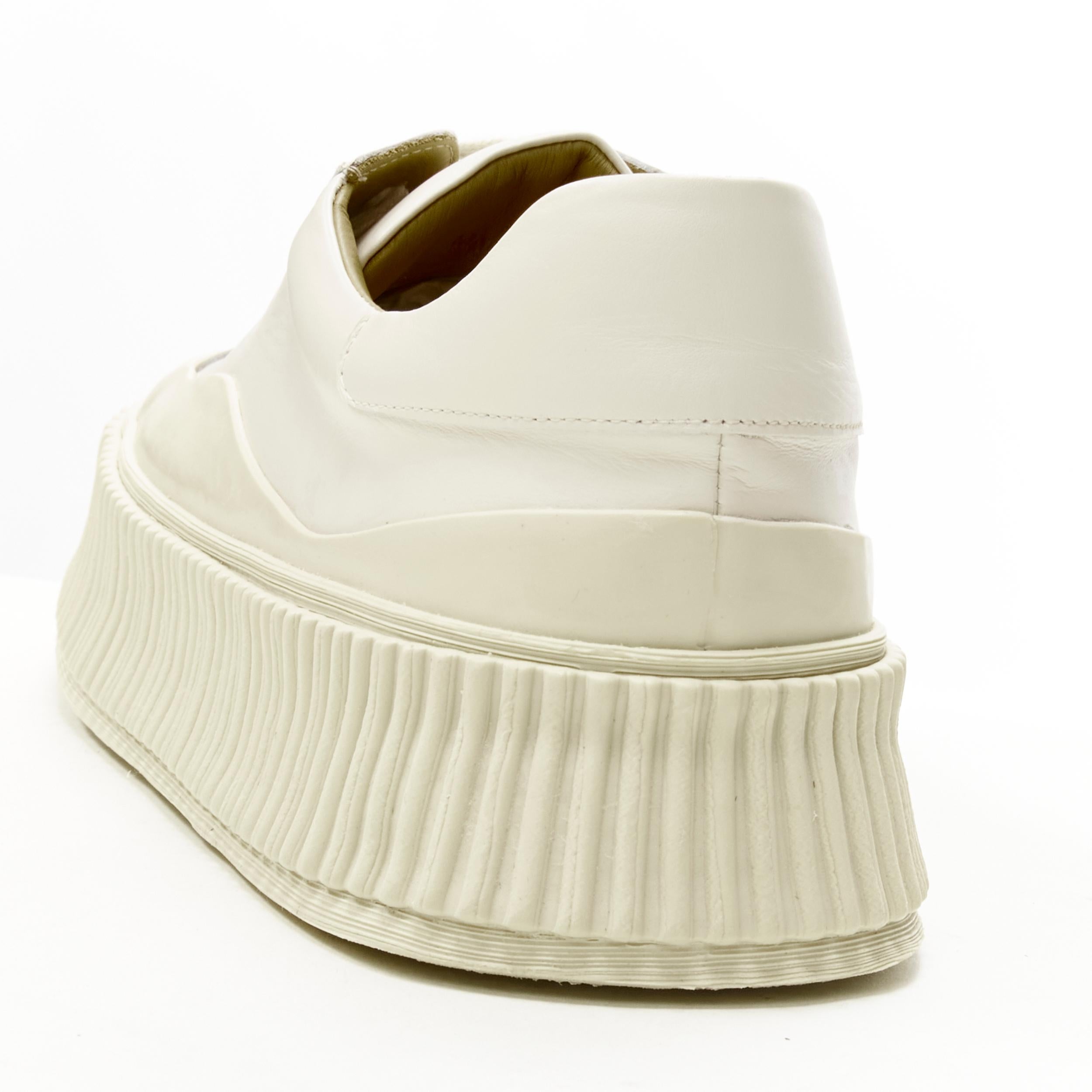new JIL SANDER light beige leather chunky rubber platform sole sneaker EU40 For Sale 3