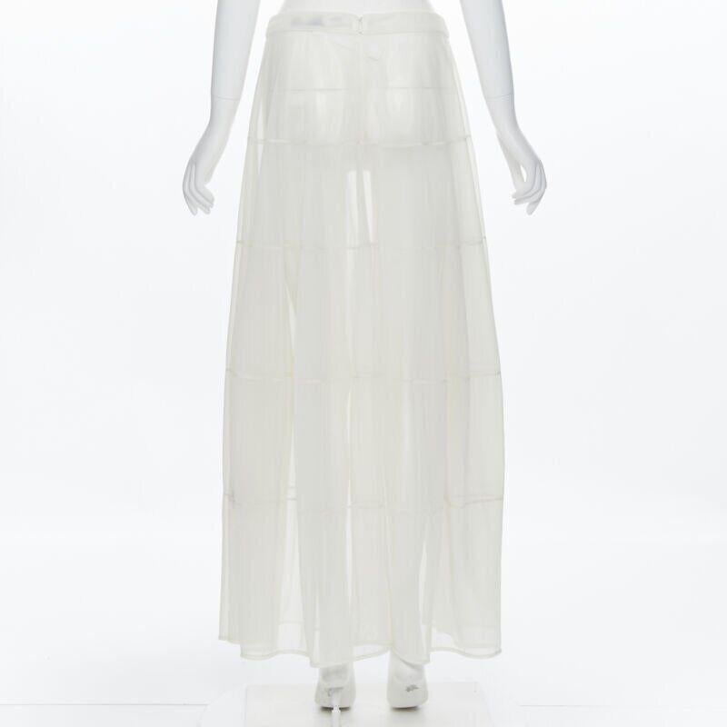 new JIL SANDER nude beige sheer polyamide bubble full skirt FR36 S In New Condition In Hong Kong, NT