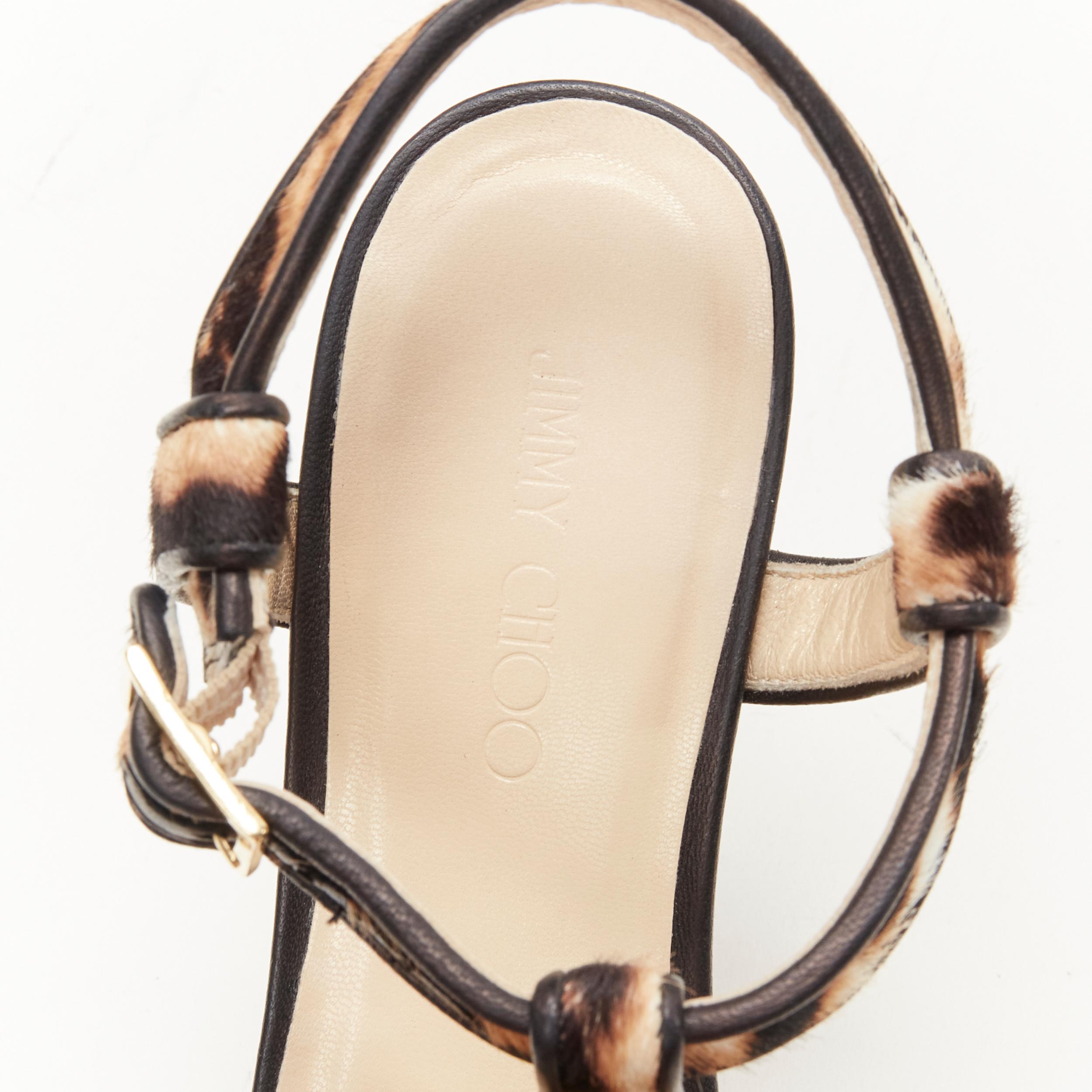 new JIMMY CHOO 141nerine leopard leather black tassel cork platform sandals EU36 For Sale 5