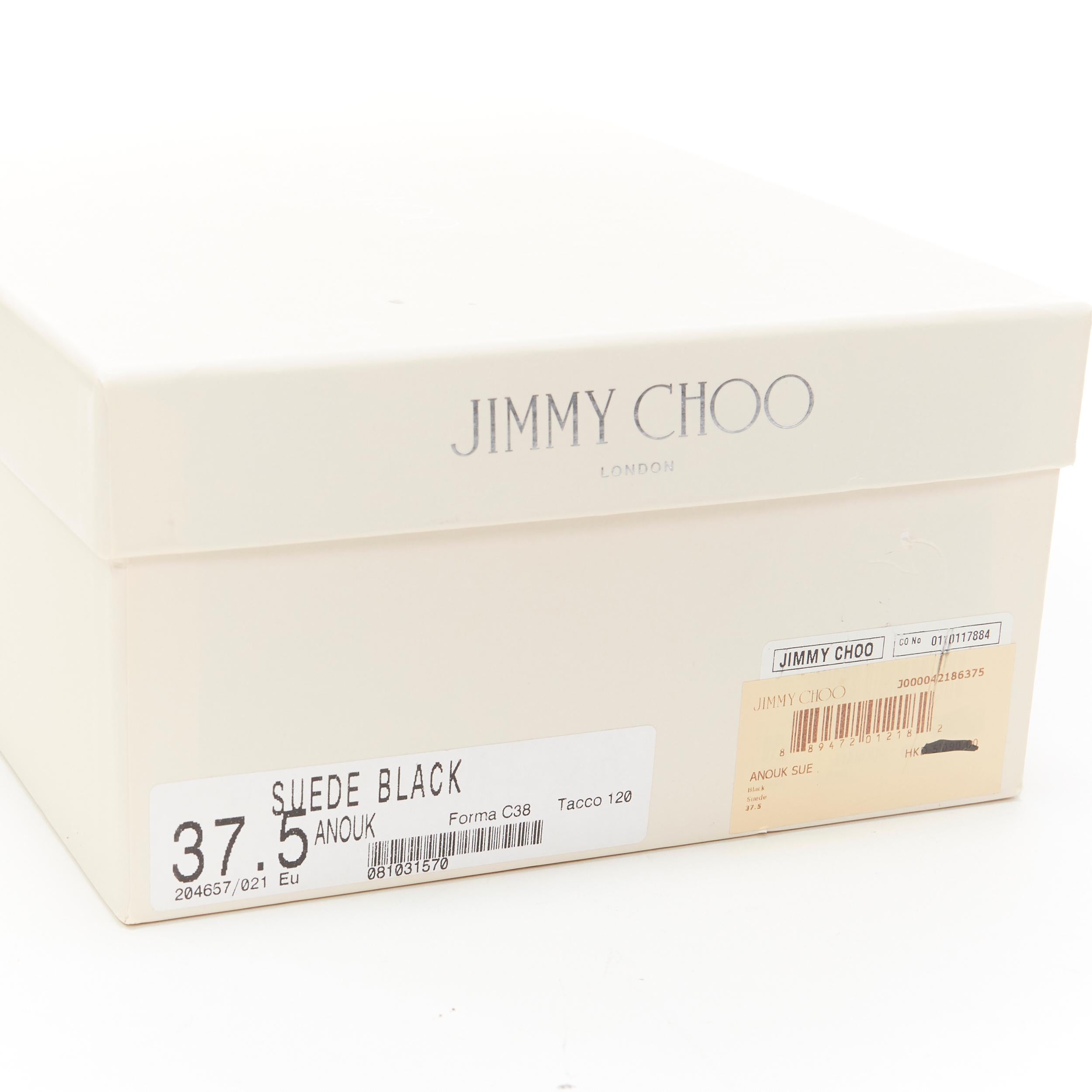 nouveau JIMMY CHOO Anouk 120 escarpin stiletto en daim noir à bout pointu EU37.5 7