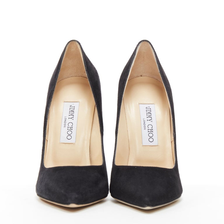 new JIMMY CHOO Anouk 120 black suede point toe pigalle stiletto pump ...