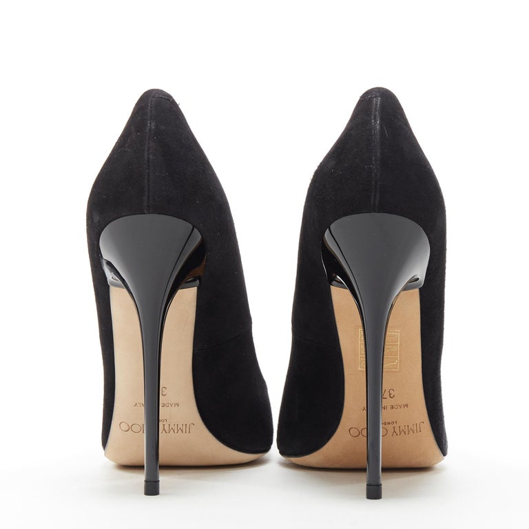new JIMMY CHOO Anouk 120 black suede point toe pigalle stiletto pump ...